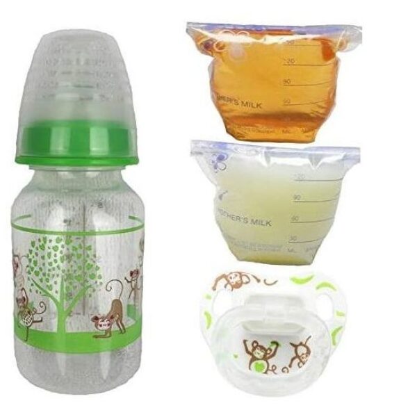 Reborn bottle - Reborn doll feeding set - Fake formula milk and apple juice, putty pacifier - Monkey