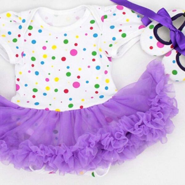 Reborn doll clothes - Purple dot tutu dress and shoes