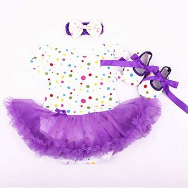 Reborn doll clothes - Purple dot tutu dress, shoes and hairband